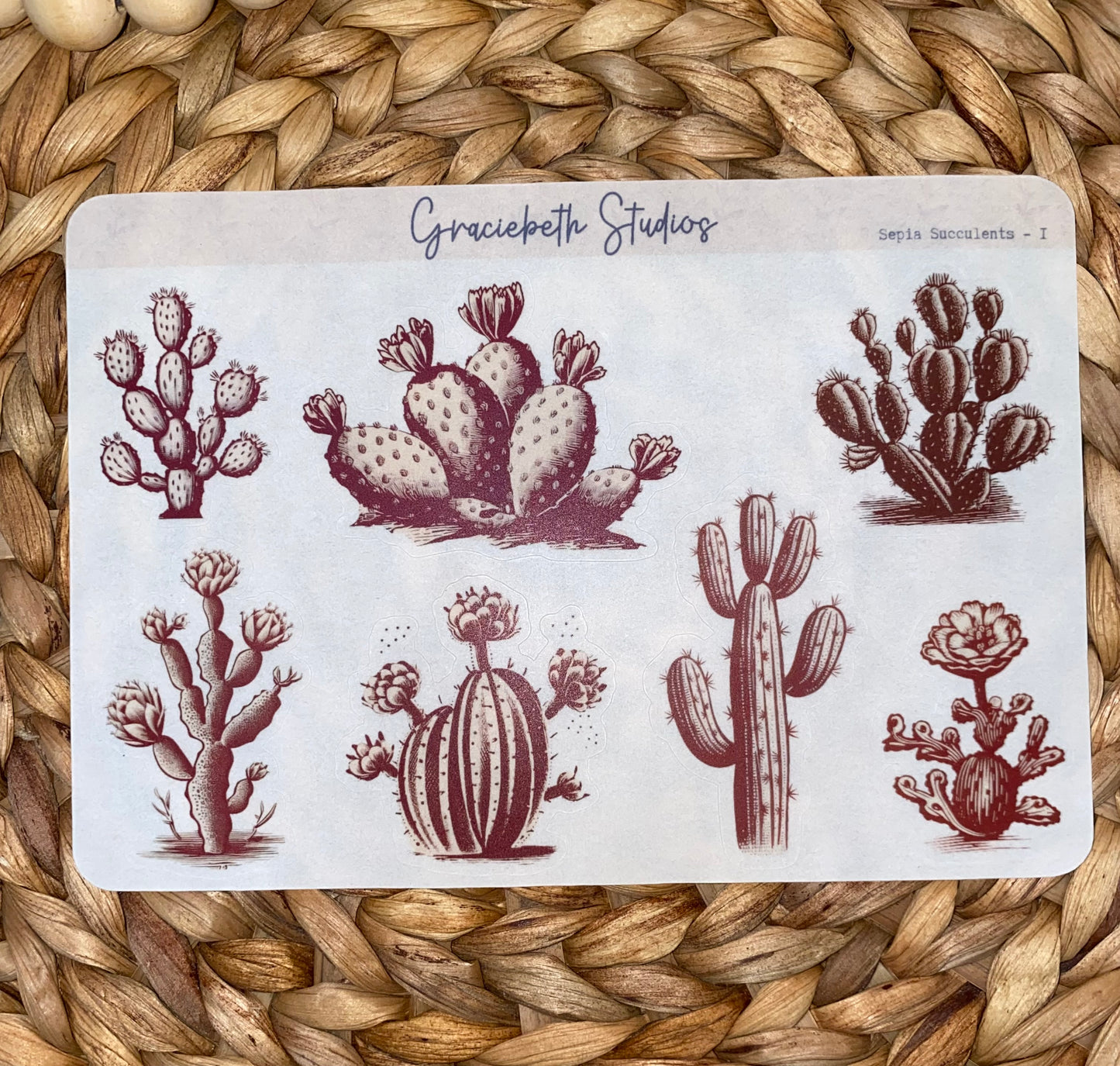 Sepia Succulents Deco Stickers
