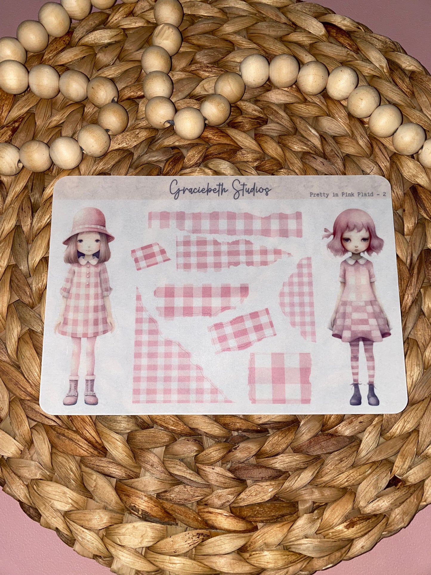 Pretty In Pink Plaid Deco Stickers
