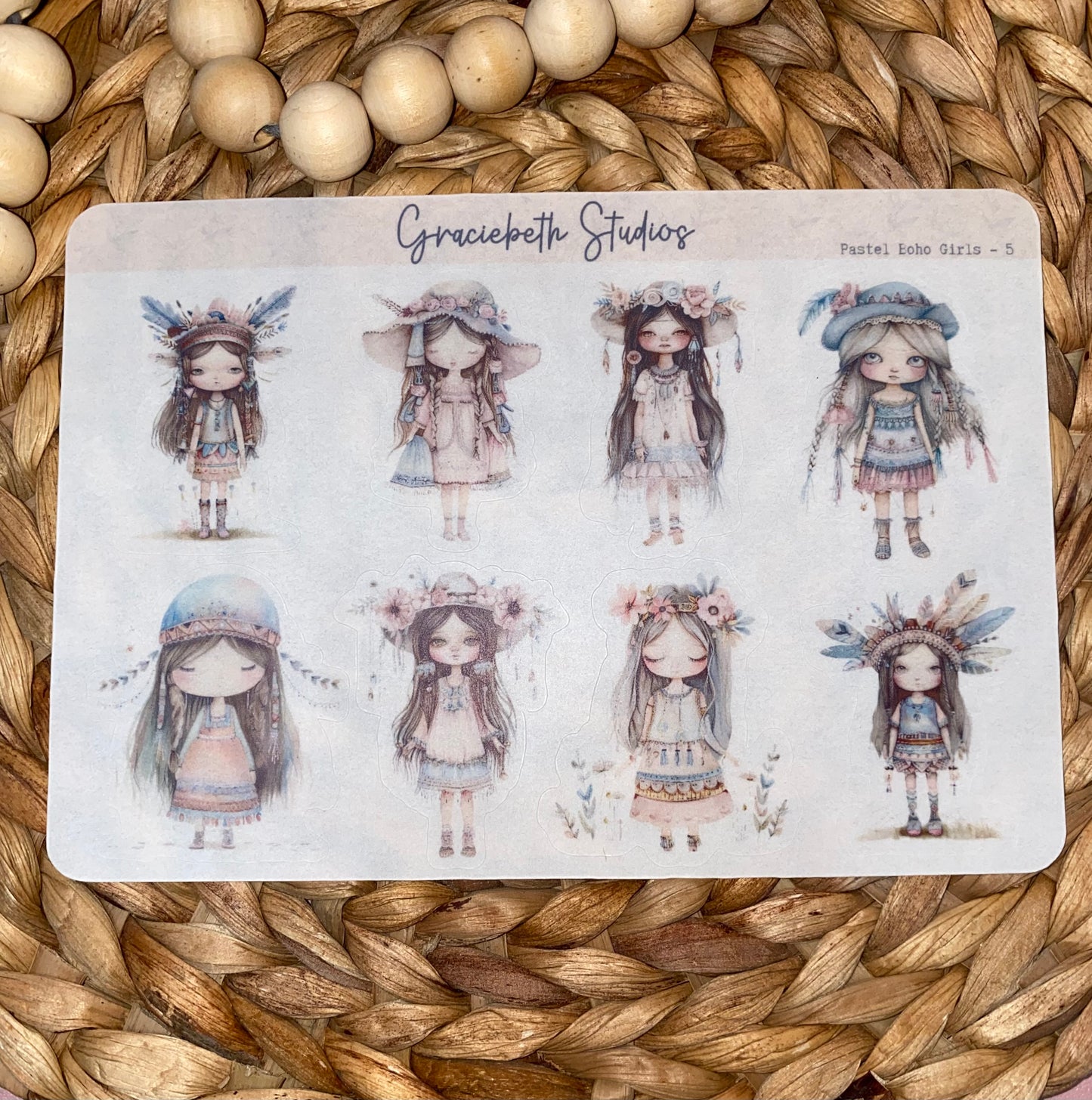 Pastel Boho Girls Deco Stickers