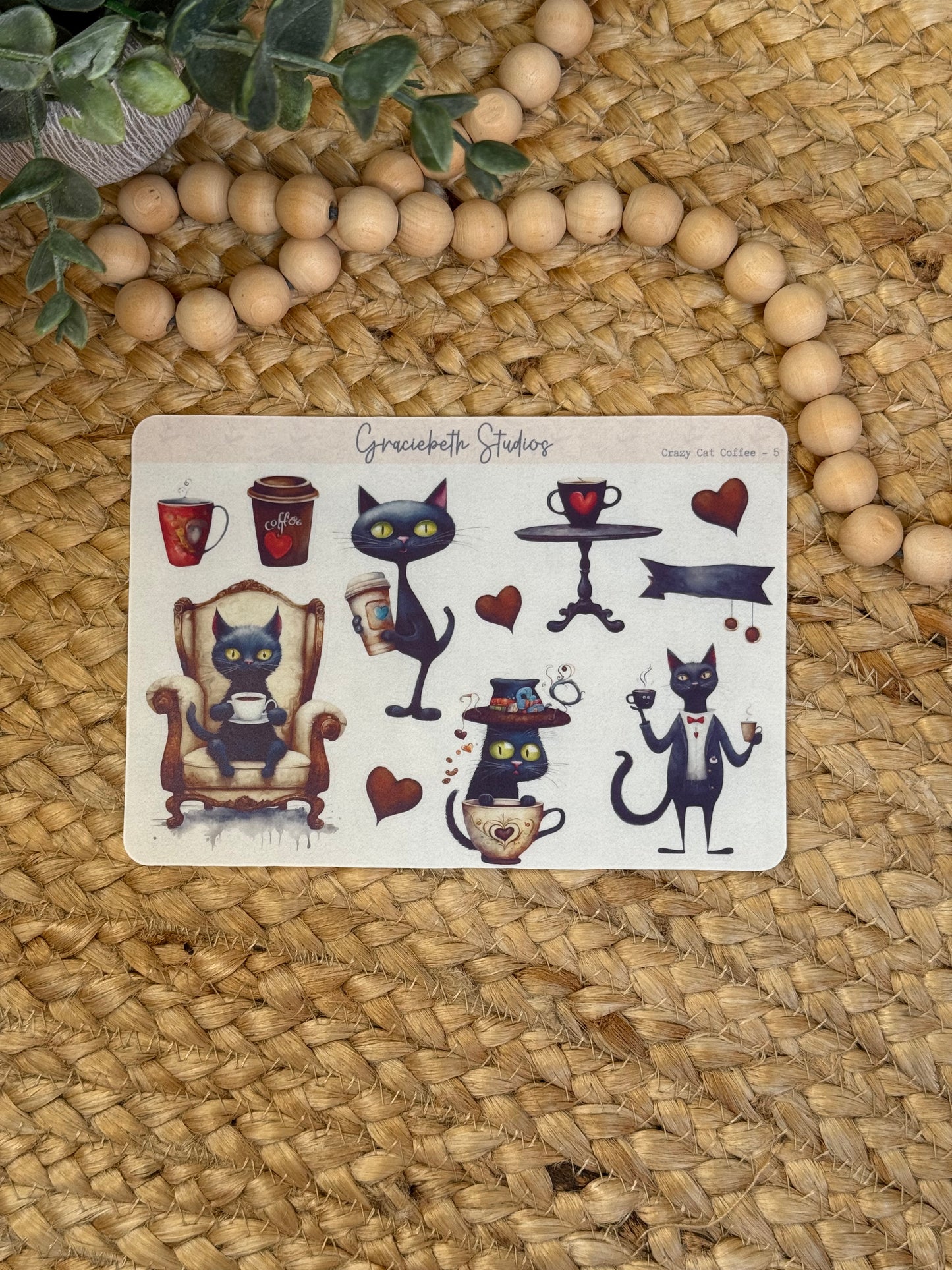 Crazy Cat Coffee Deco Stickers