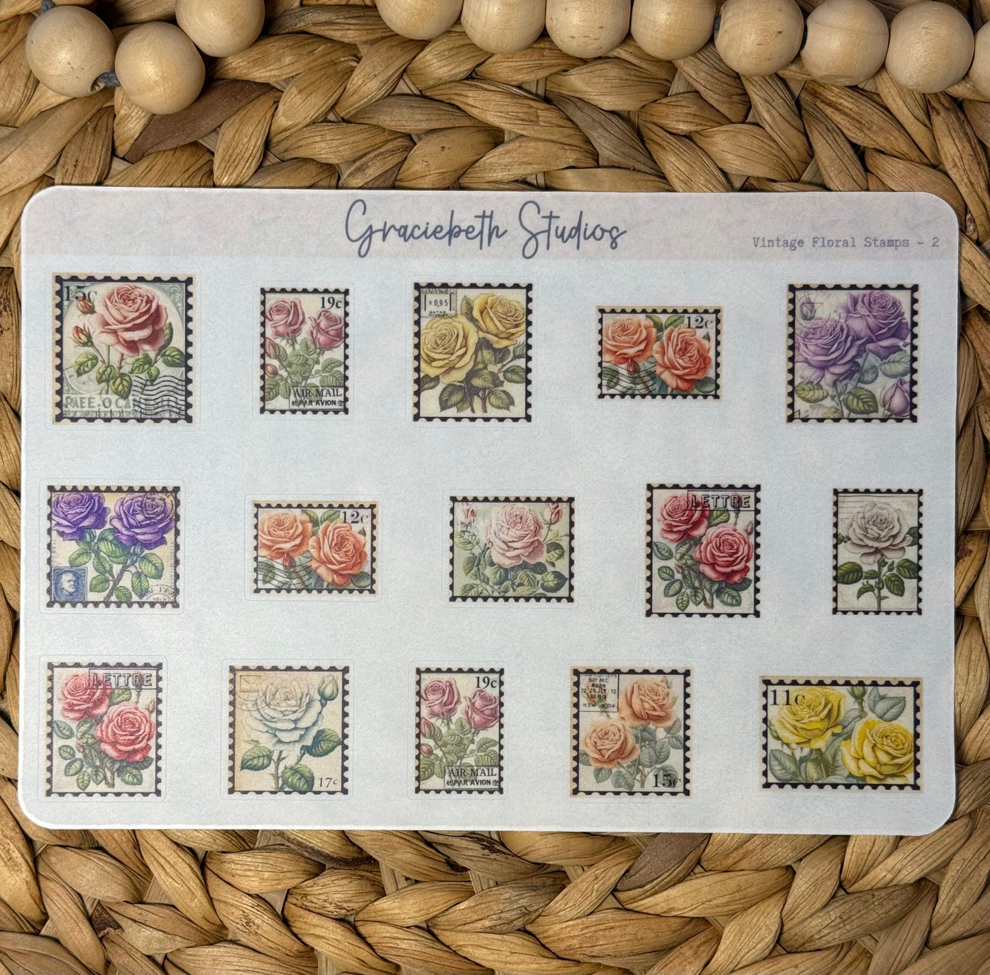 Vintage Floral Stamps Deco Stickers