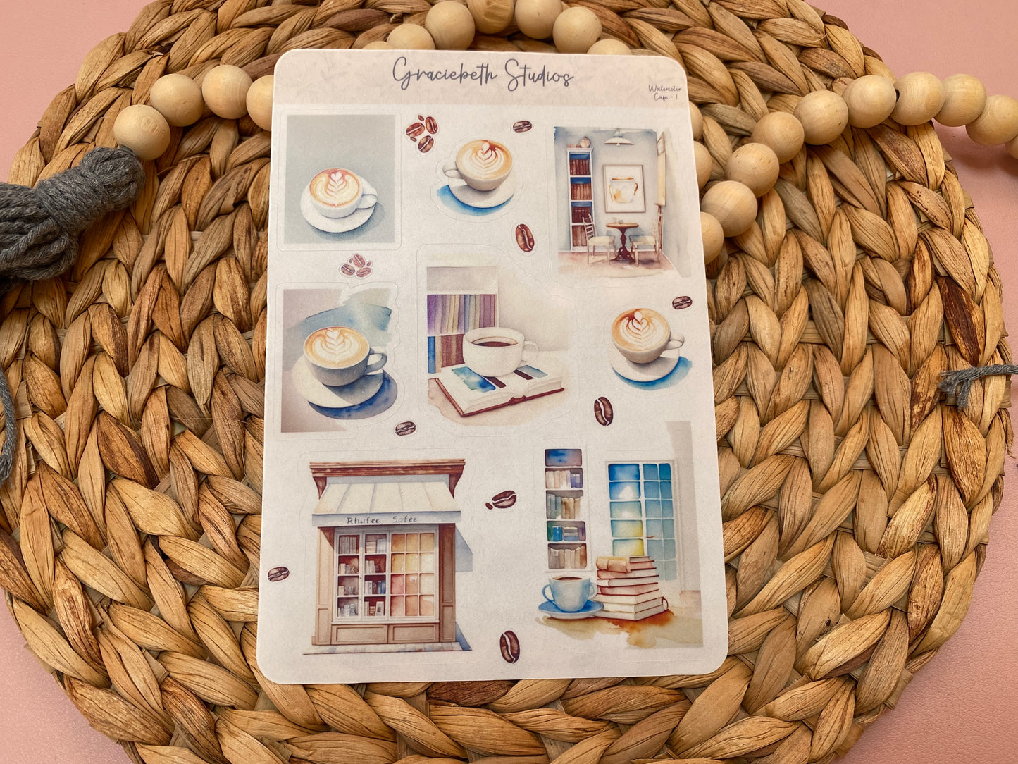 Watercolor Cafe Deco Stickers