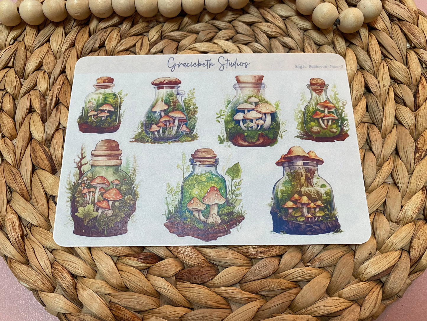 Magic Mushroom Jars Deco Stickers