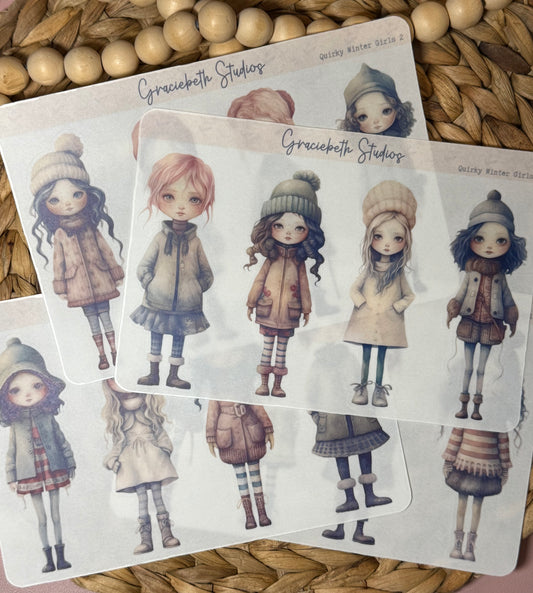 Quirky Winter Girls Deco Stickers