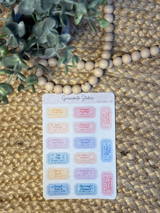 Book Tropes - Tickets - Stickers