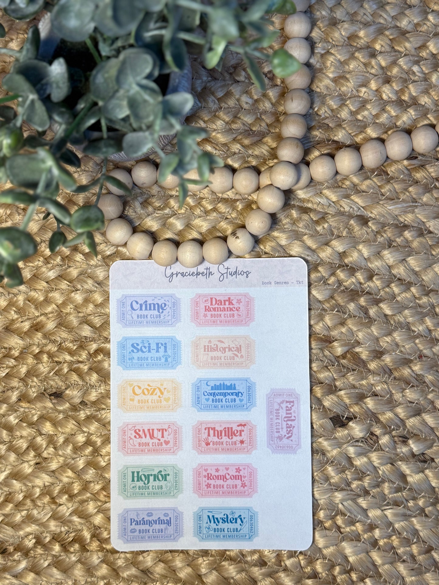Book Genres - Tickets - Stickers