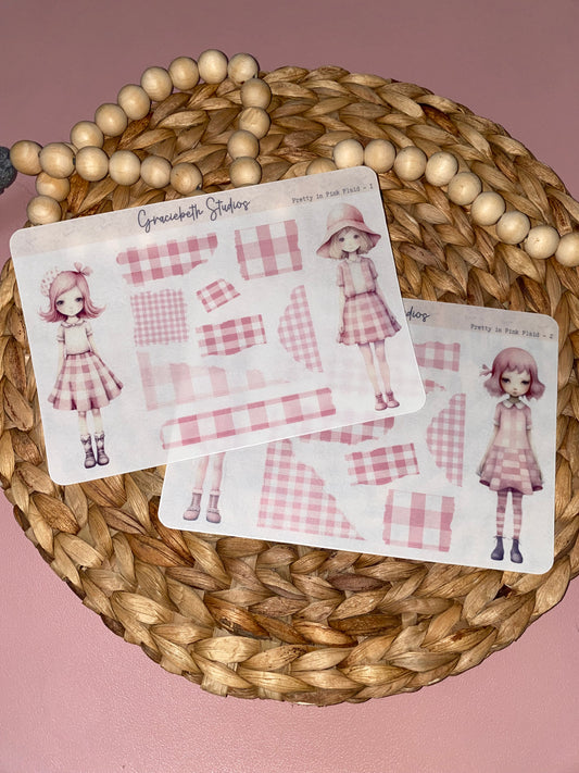 Pretty In Pink Plaid Deco Stickers