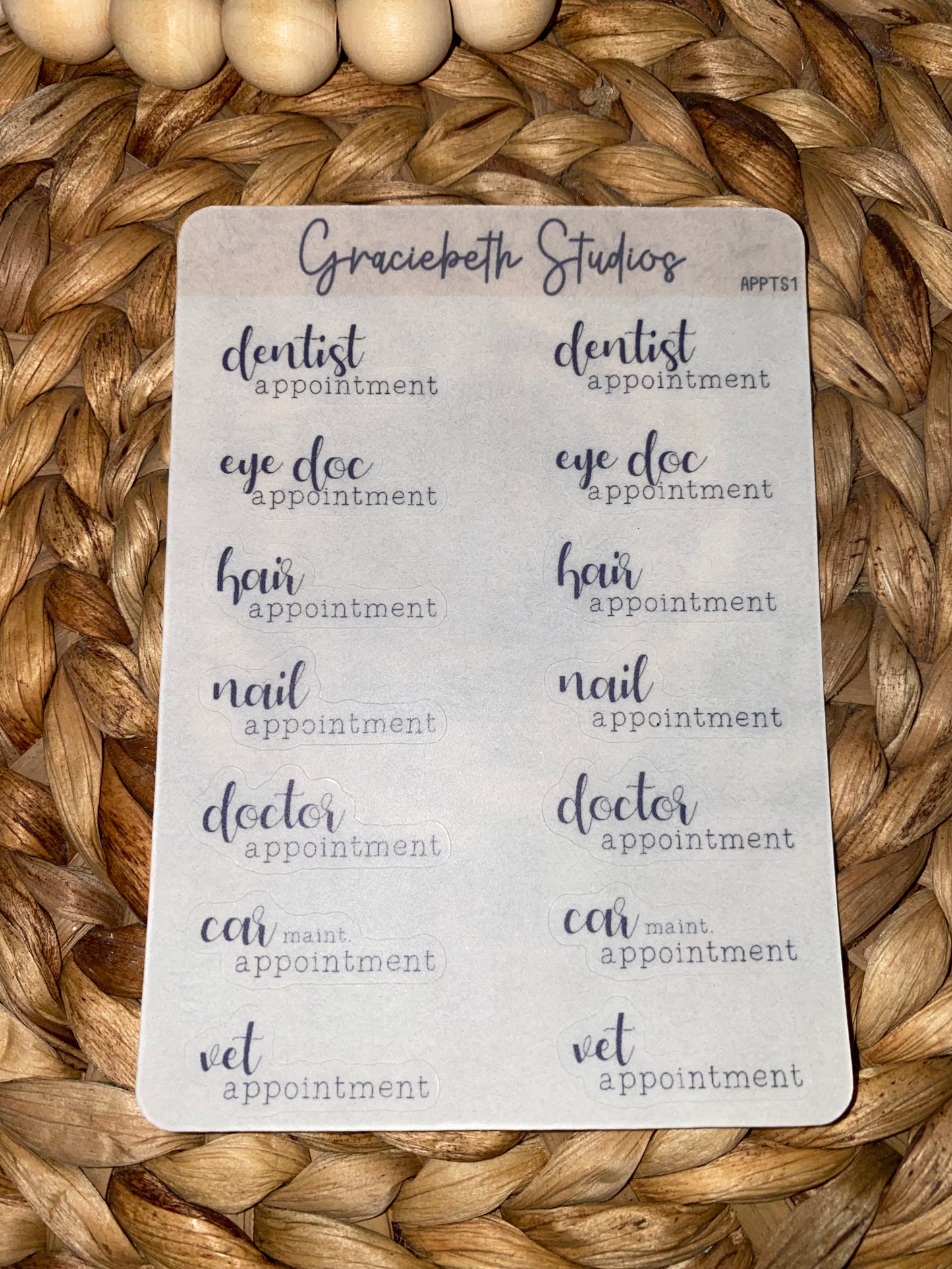 Common Appointment - Mixed Font - Word Planning Stickers