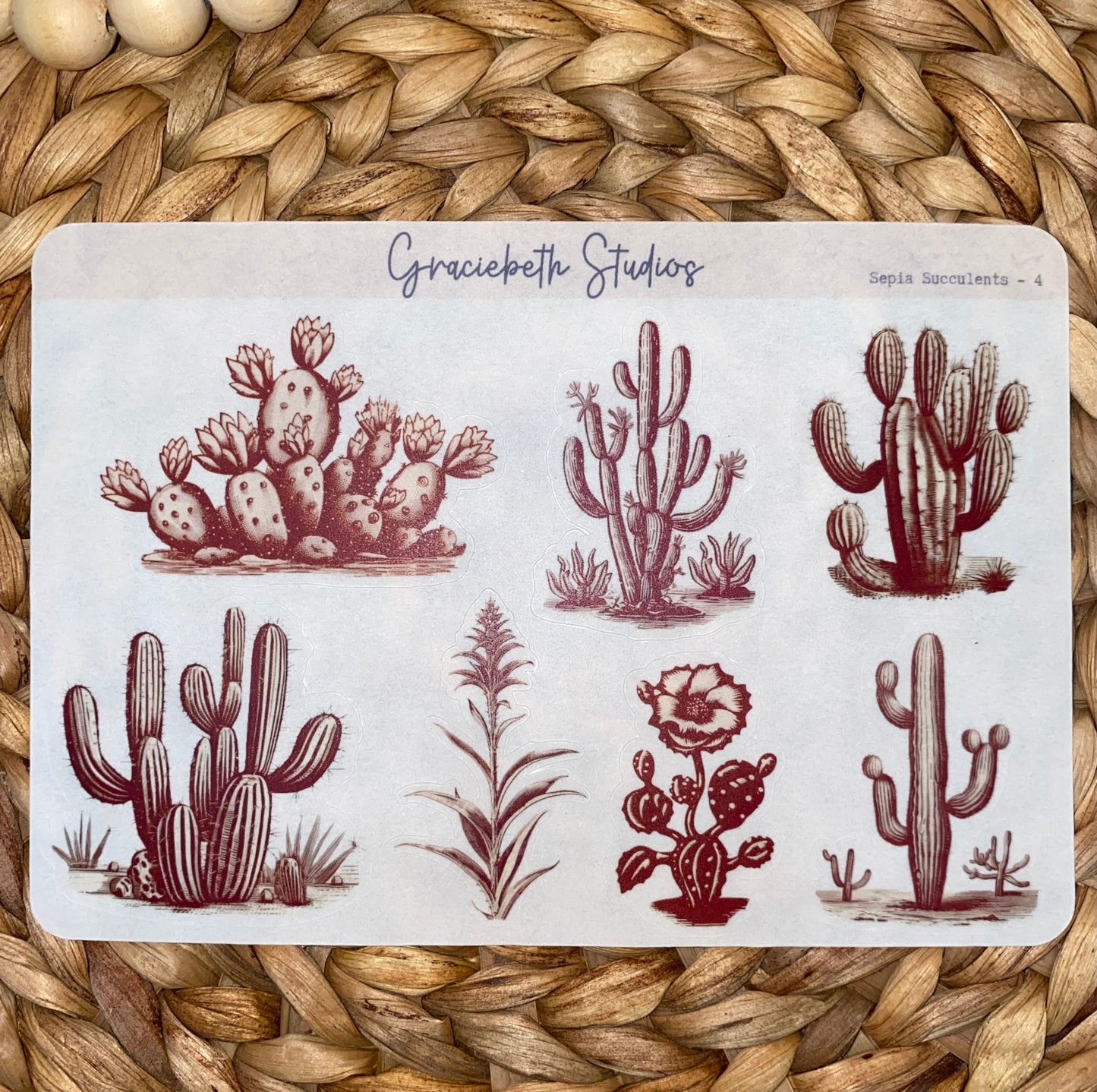 Sepia Succulents Deco Stickers