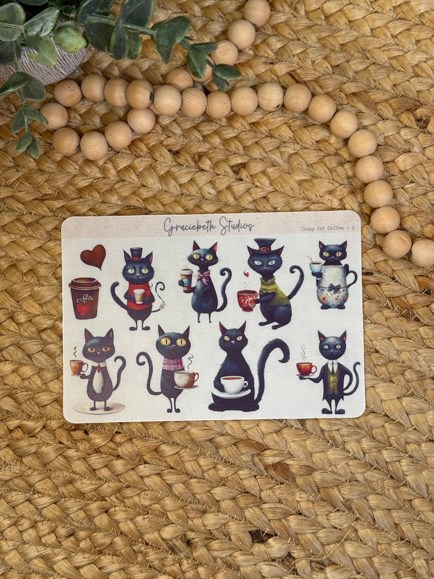 Crazy Cat Coffee Deco Stickers