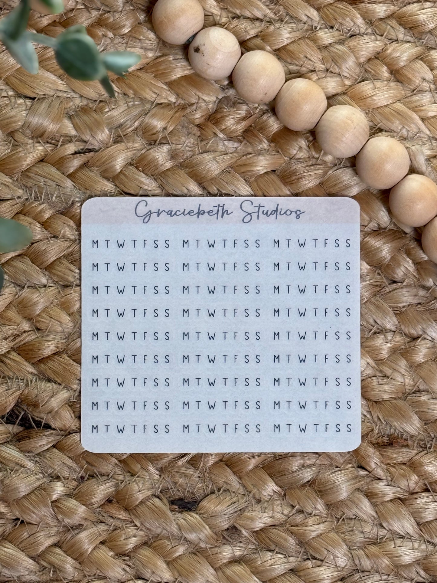 Monday - Sunday Header Stickers