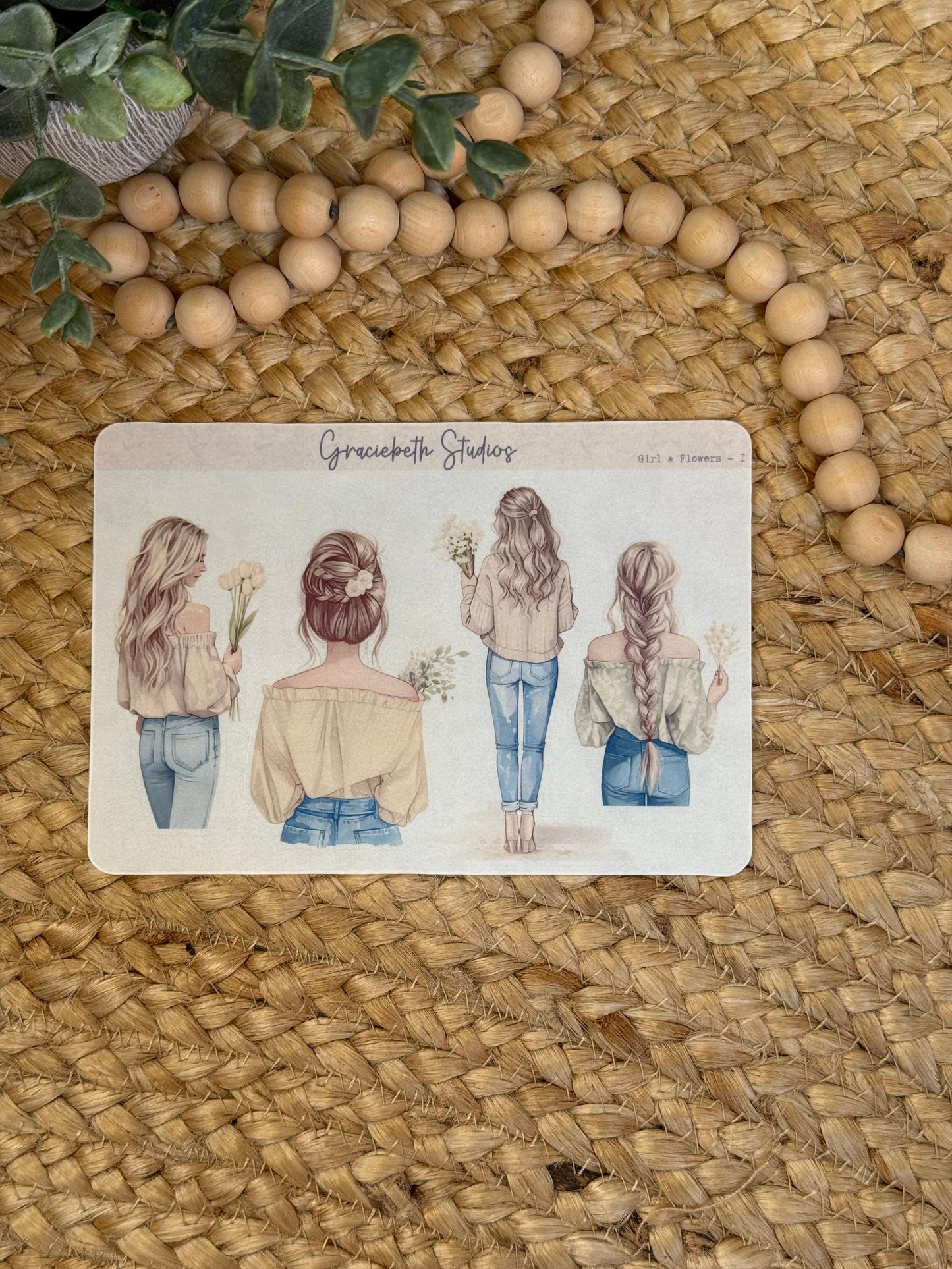 Girl & Flowers Deco Stickers