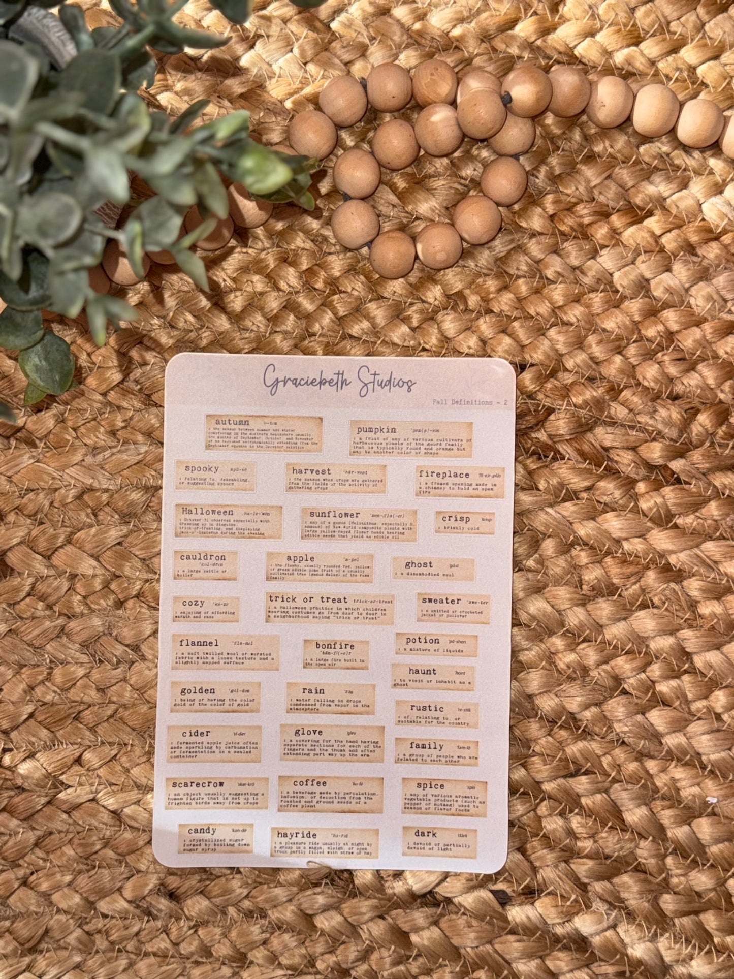 Fall Definitions - Deco Stickers