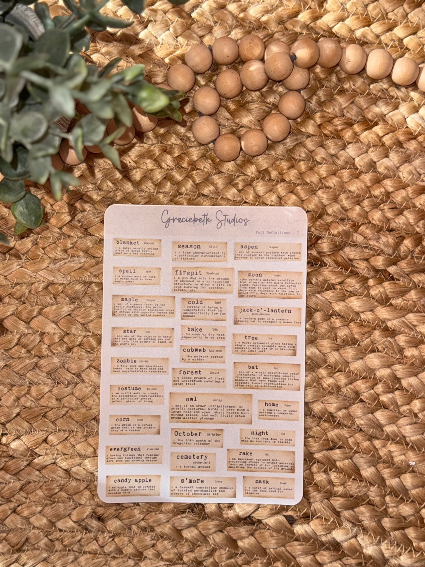 Fall Definitions - Deco Stickers