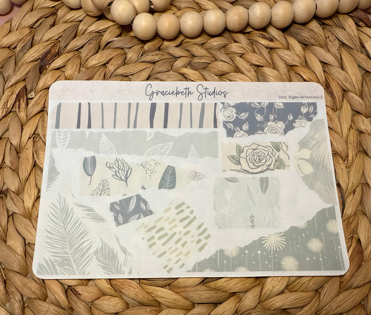 Torn Edges - Sage Botanical Deco Stickers