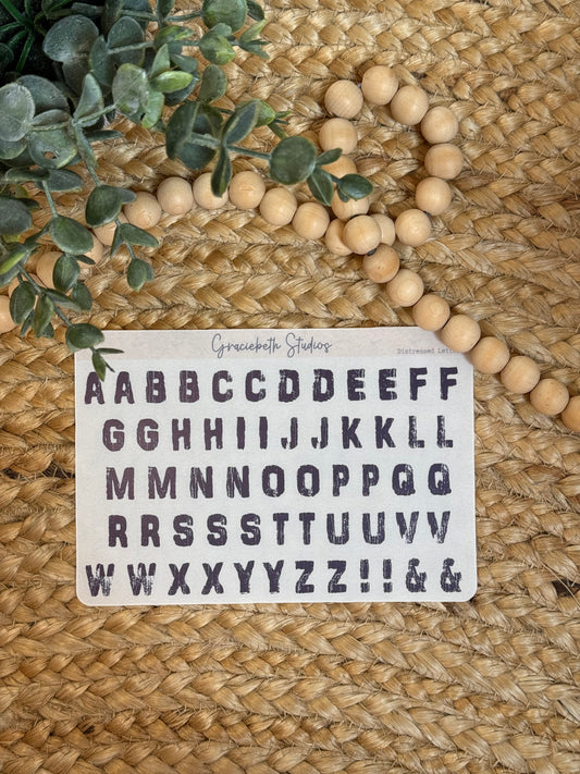 Distressed Letters Stickers