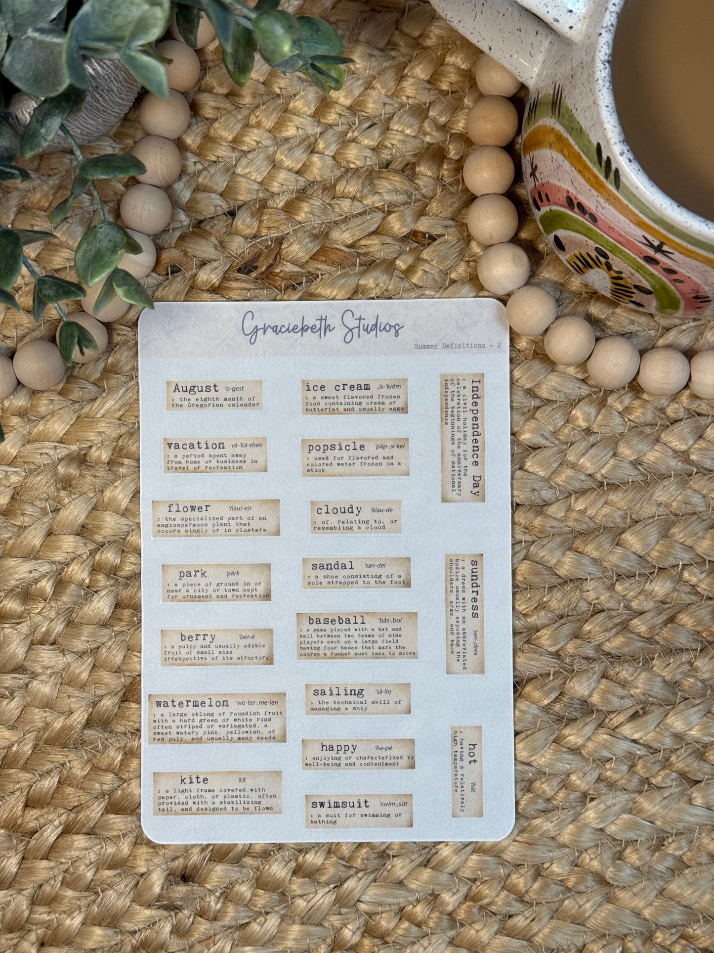 Summer Definition Stickers