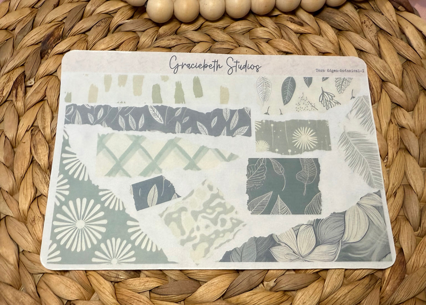 Torn Edges - Sage Botanical Deco Stickers