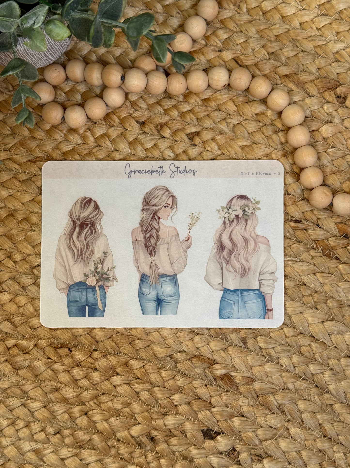 Girl & Flowers Deco Stickers