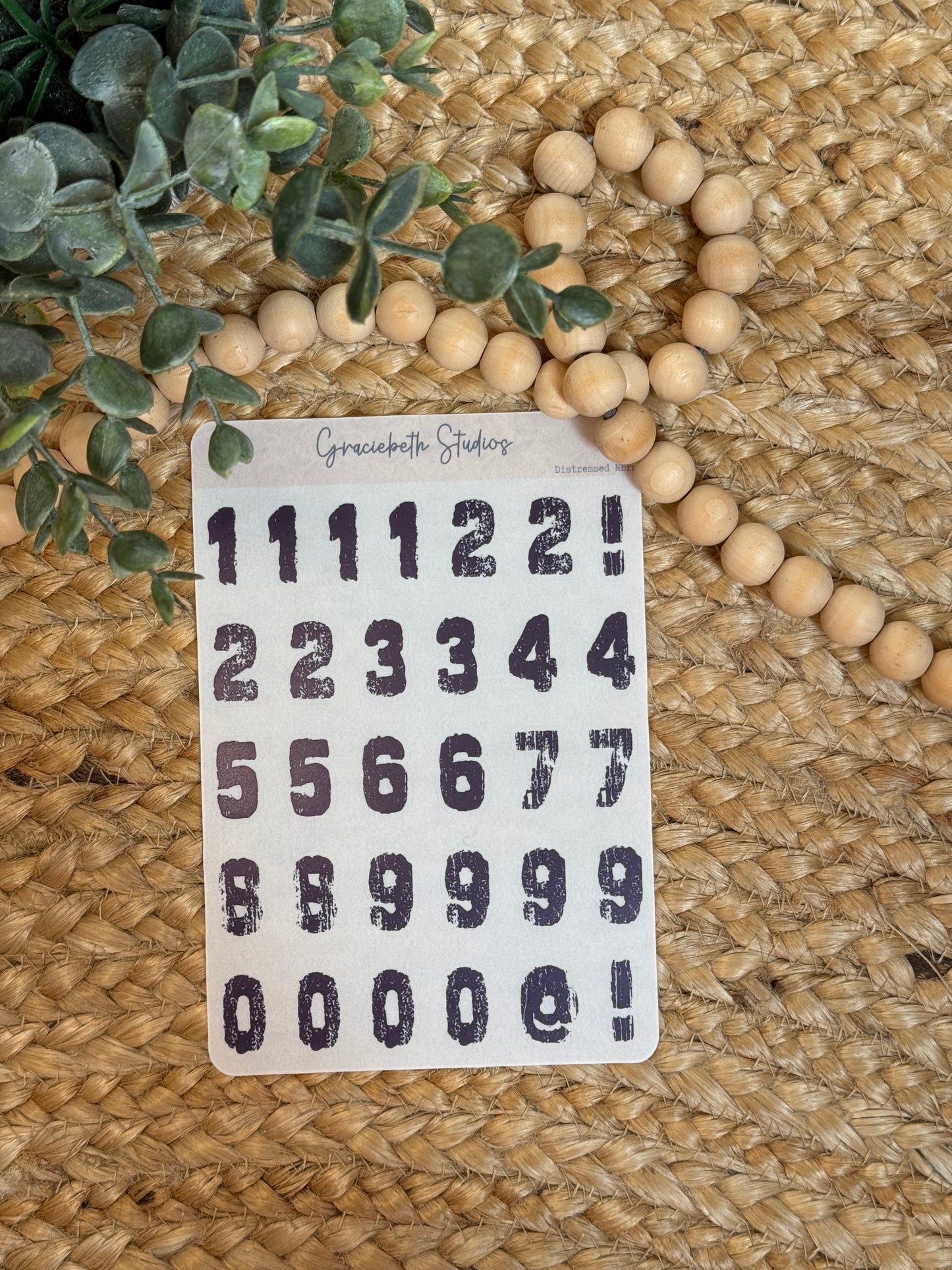 Distressed Numbers Stickers