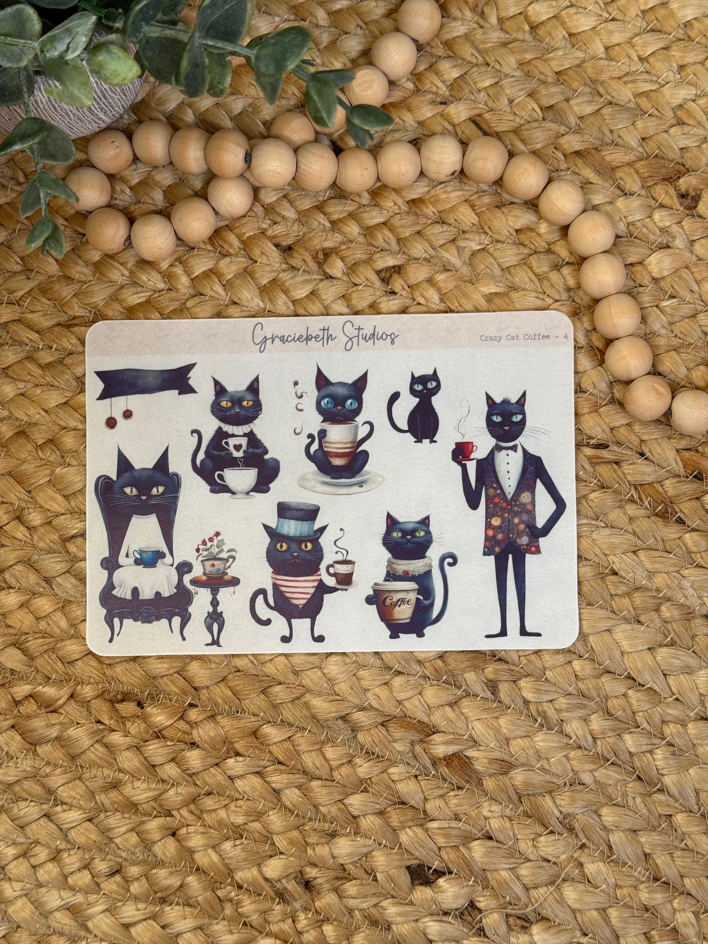 Crazy Cat Coffee Deco Stickers