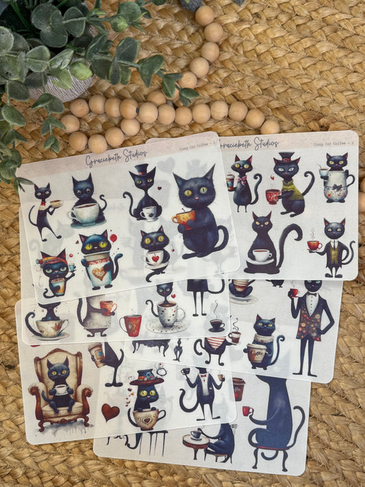 Crazy Cat Coffee Deco Stickers