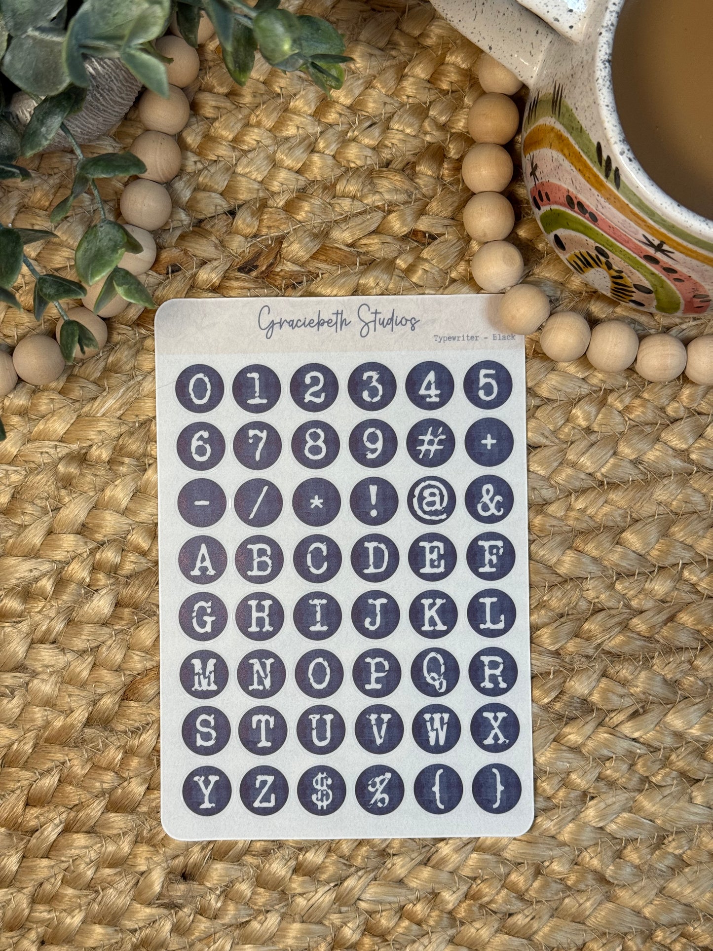 Typewriter Font - Letters & Numbers - Deco Stickers