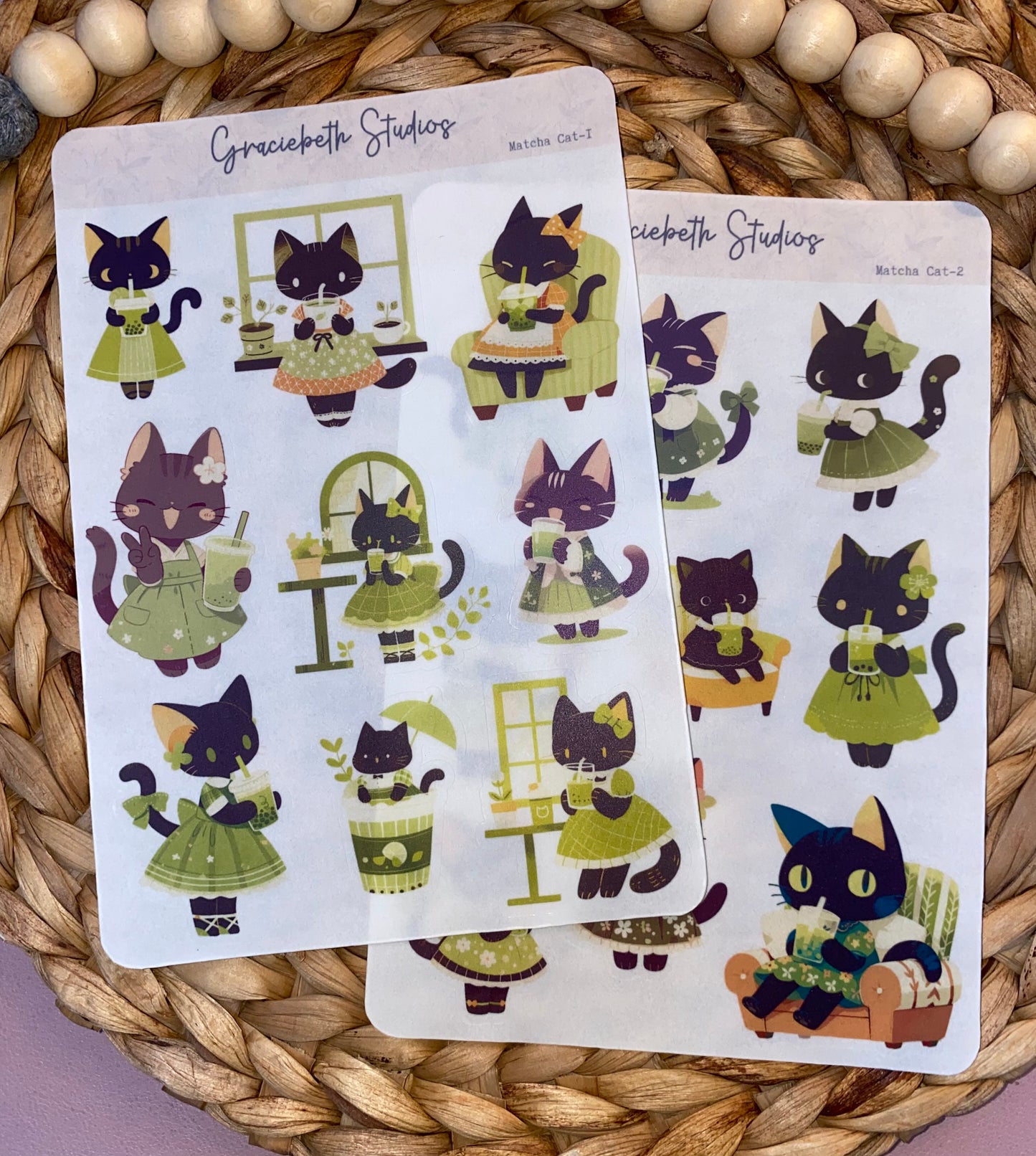 Matcha Cat Deco Stickers