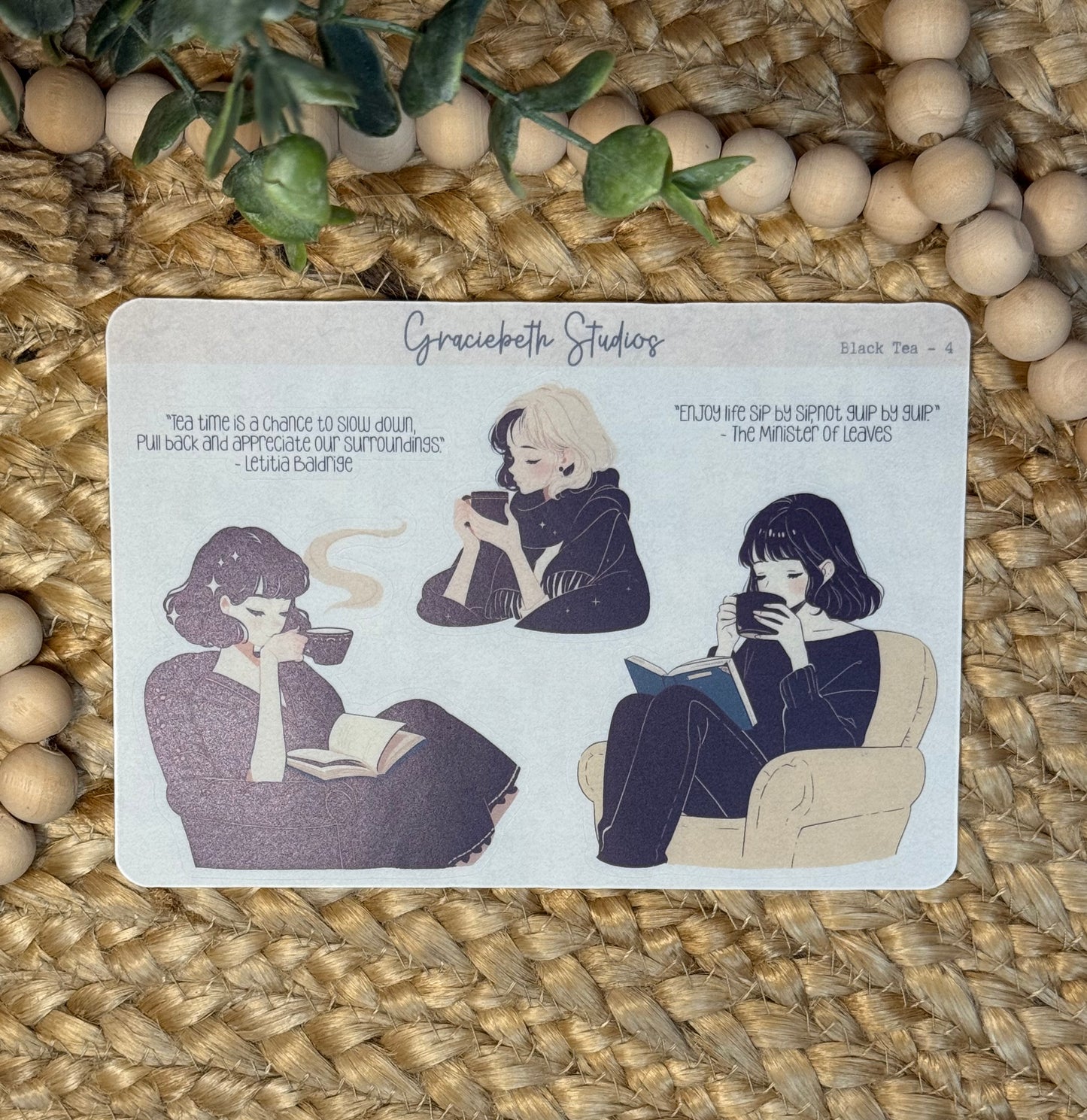 Black Tea Deco Stickers
