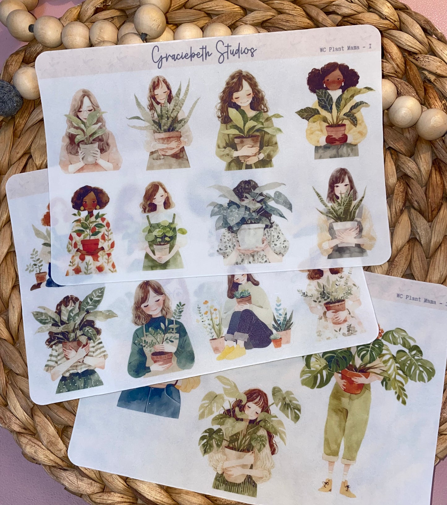 Watercolor Plant Mama Deco Stickers