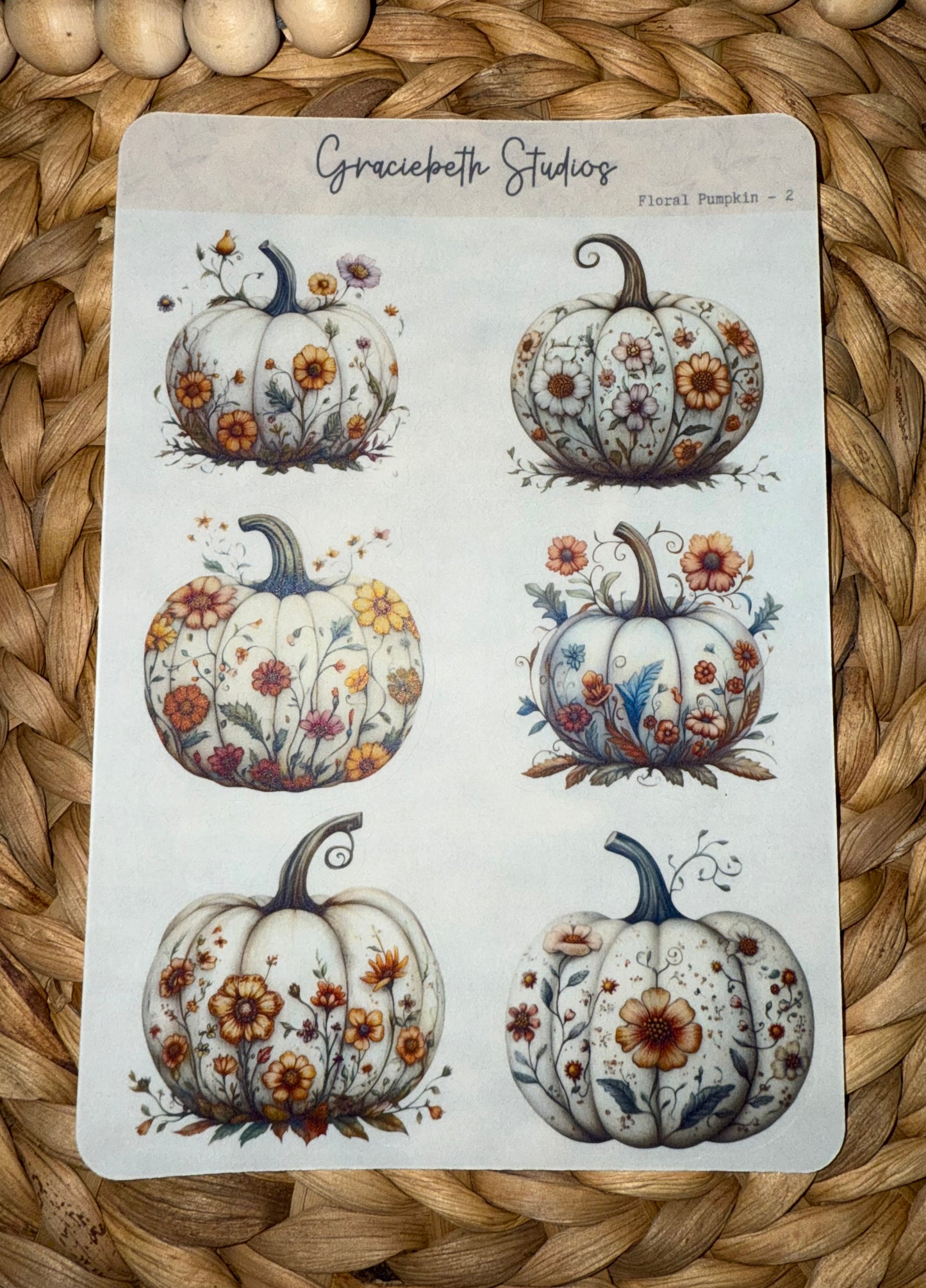 Floral Pumpkin Deco Stickers