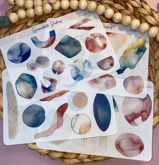 Watercolor Organic Shapes Deco Stickers