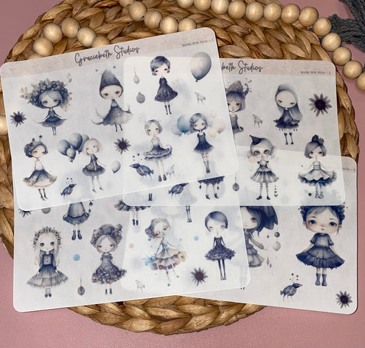 Quirky Goth Girls Deco Stickers