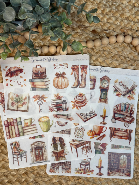 Library In Fall - Deco Stickers