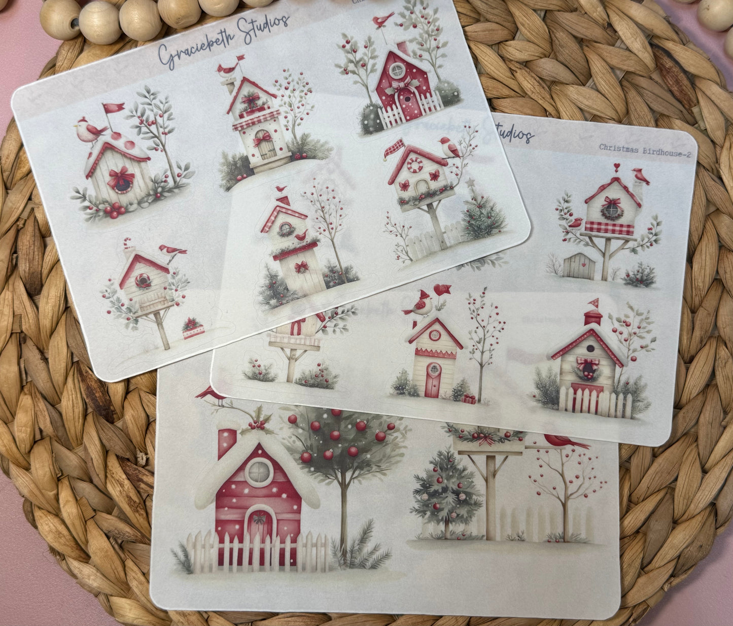 Christmas Birdhouse Deco Stickers