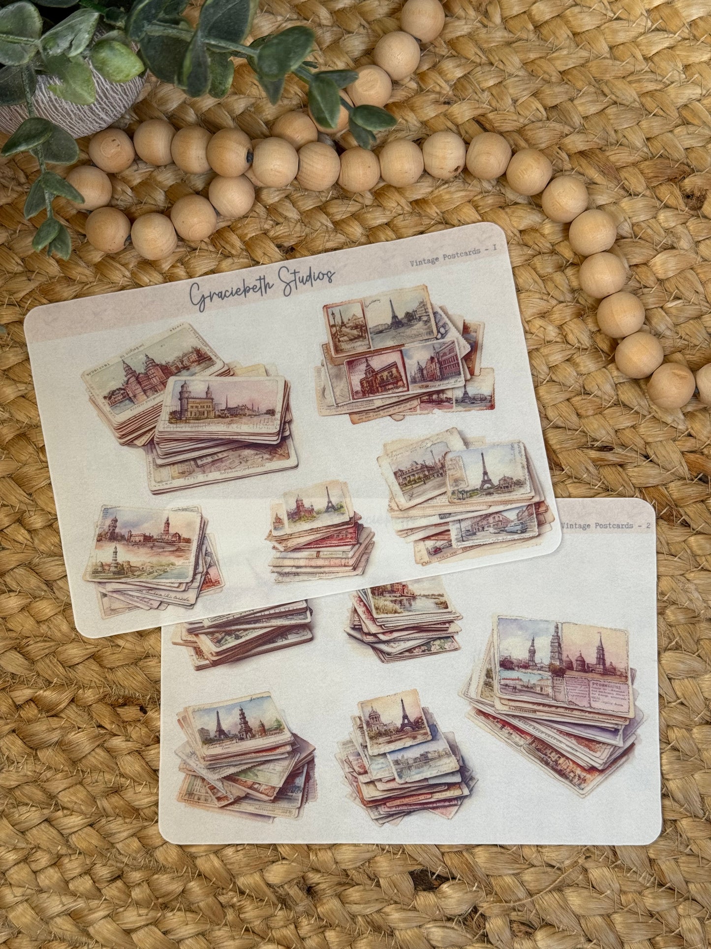 Vintage Postcards - Deco Stickers