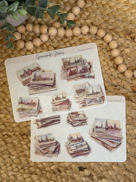Vintage Postcards - Deco Stickers