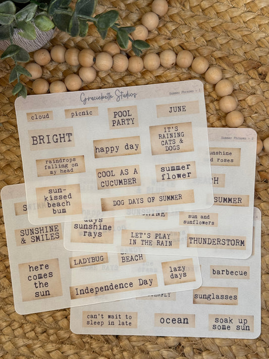 Summer Phrases Deco Stickers