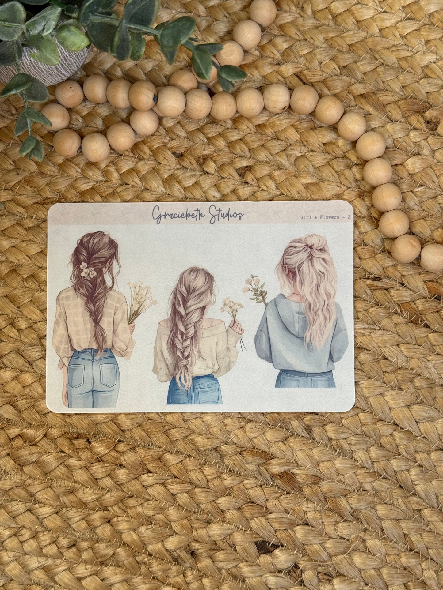 Girl & Flowers Deco Stickers