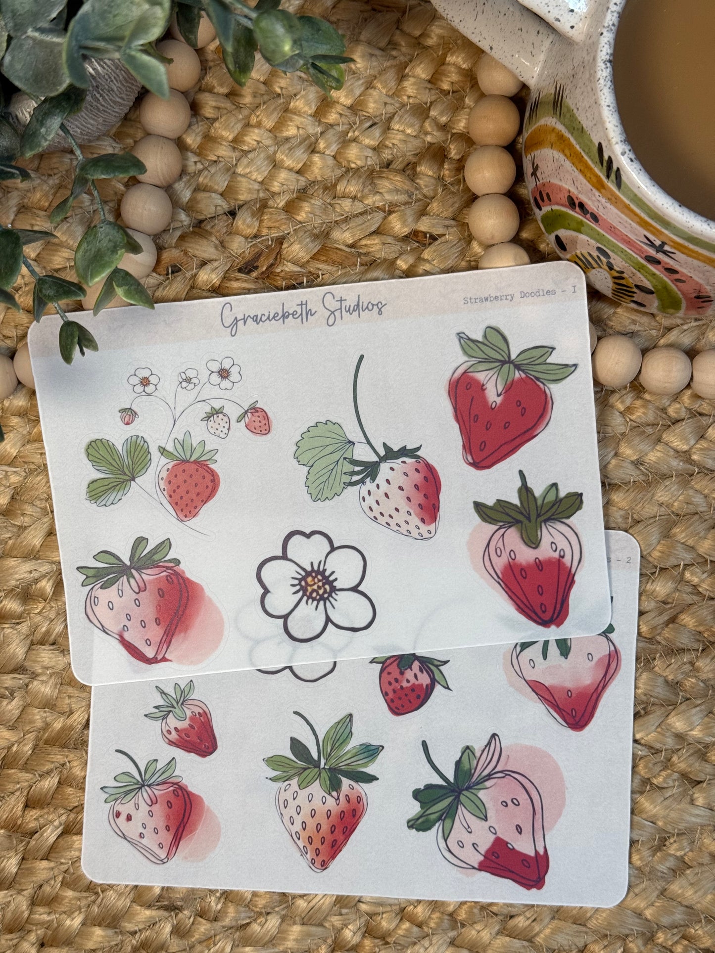 Strawberry Doodles Stickers