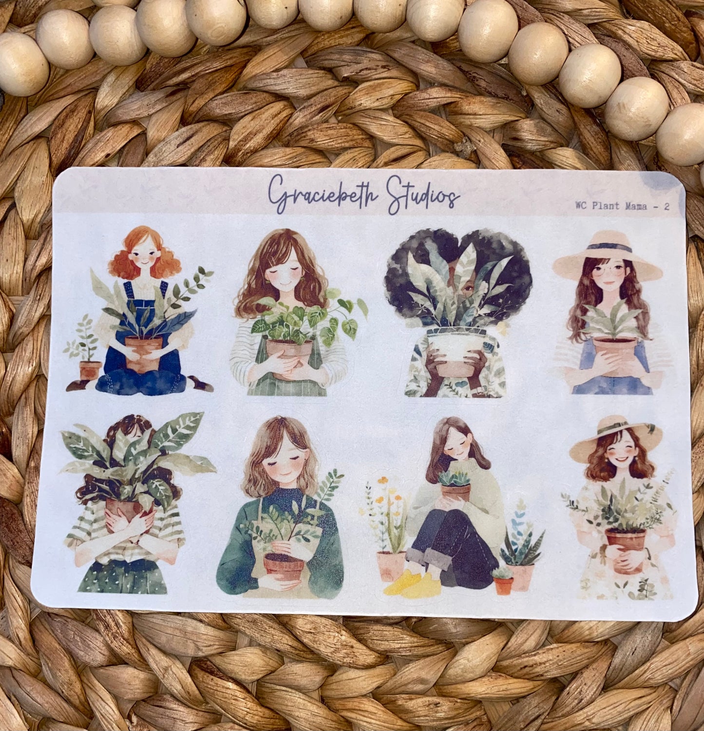 Watercolor Plant Mama Deco Stickers