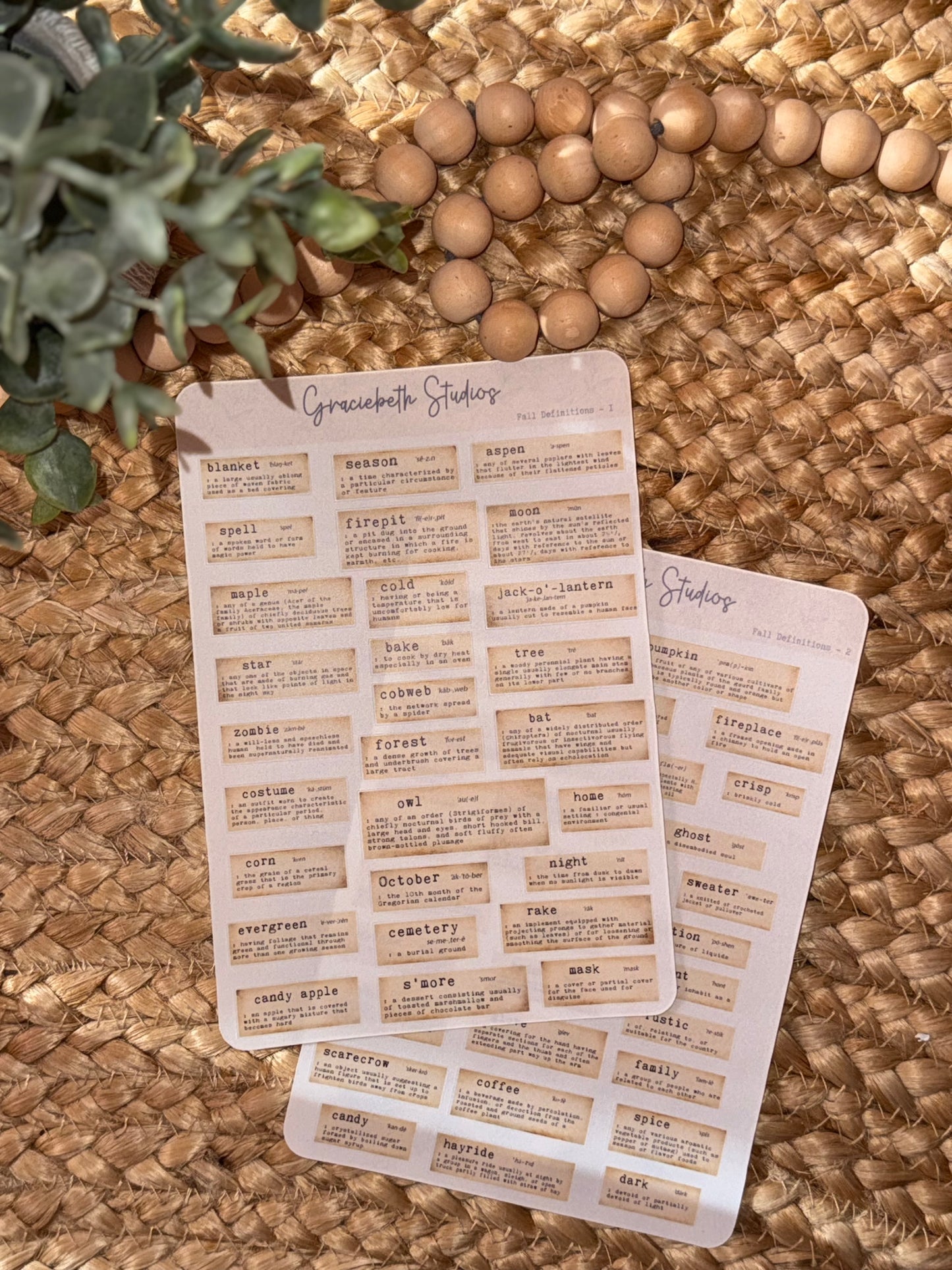 Fall Definitions - Deco Stickers