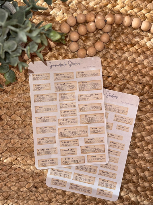 Fall Definitions - Deco Stickers