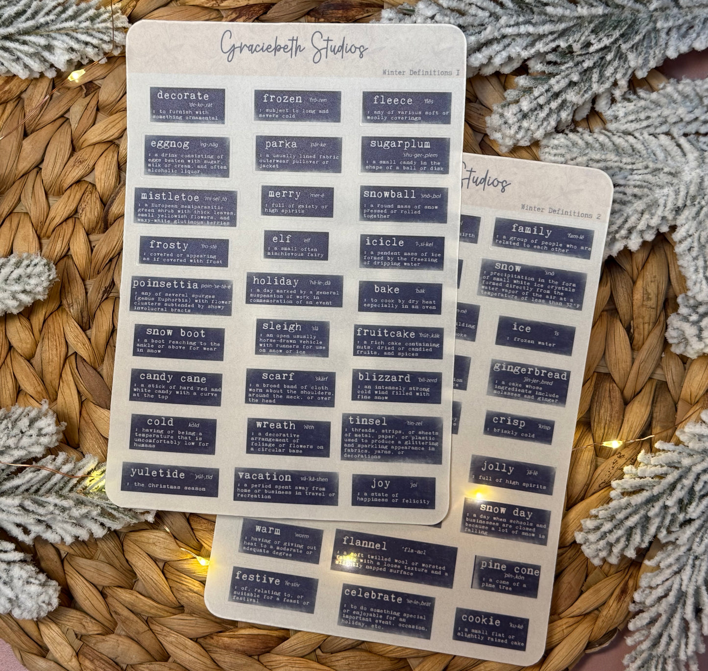 Winter Definitions Stickers