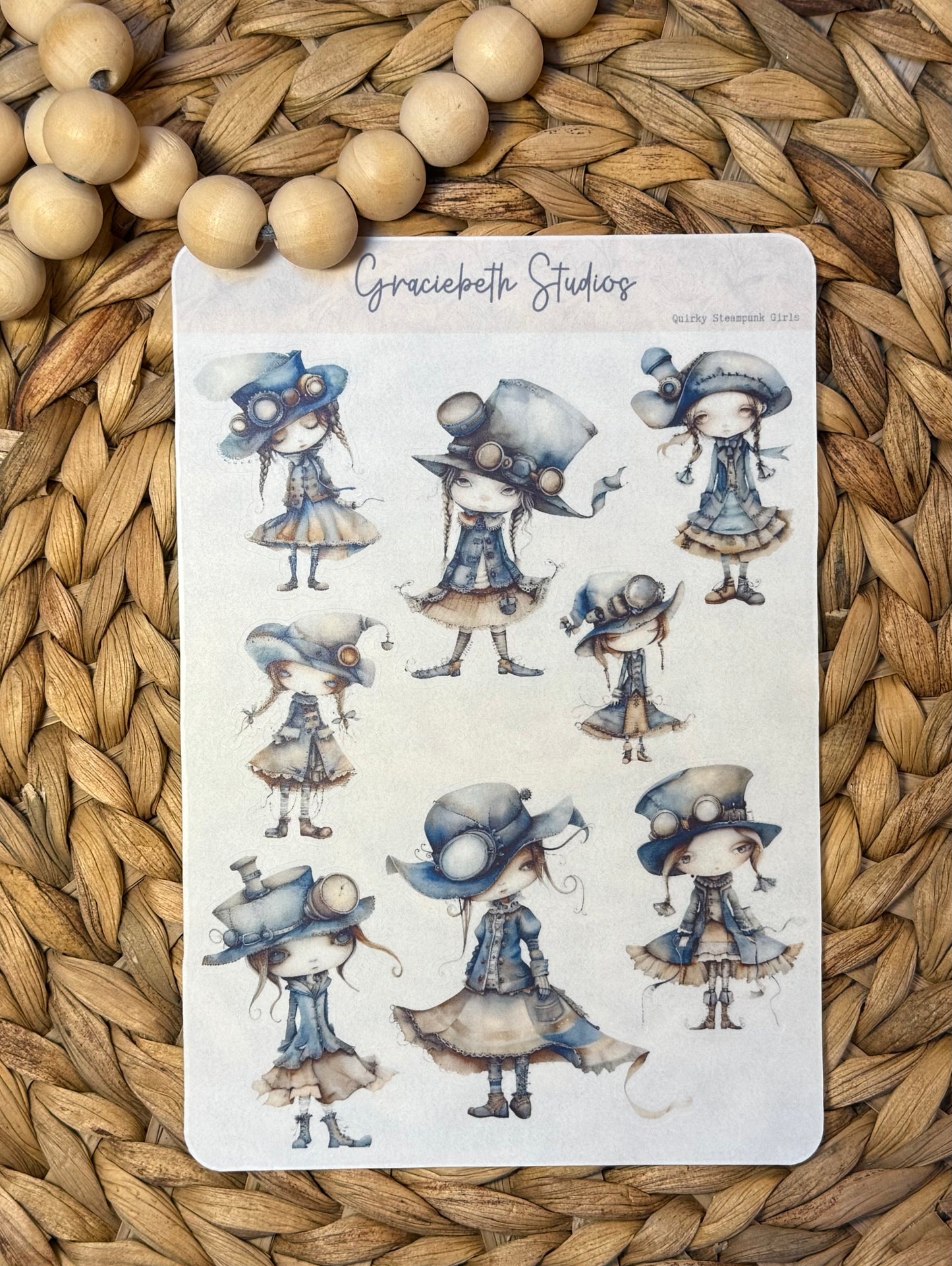 Quirky Steampunk Girl Stickers