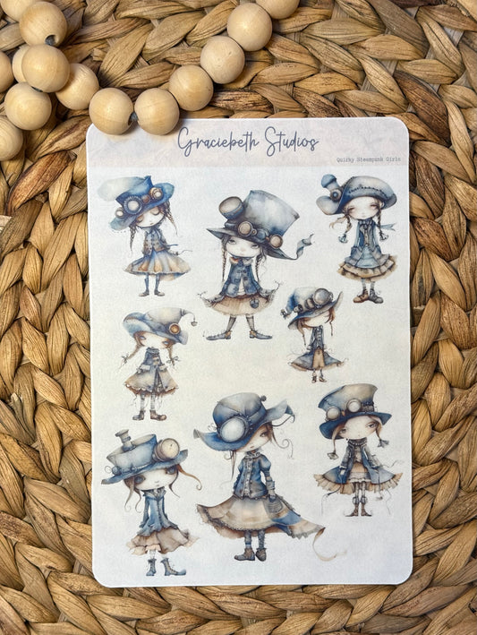 Quirky Steampunk Girl Stickers