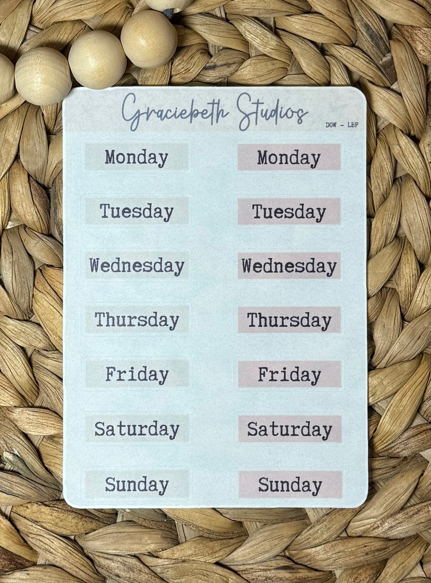 Days of Week Label Stickers