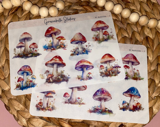 WC Mushrooms Deco Stickers