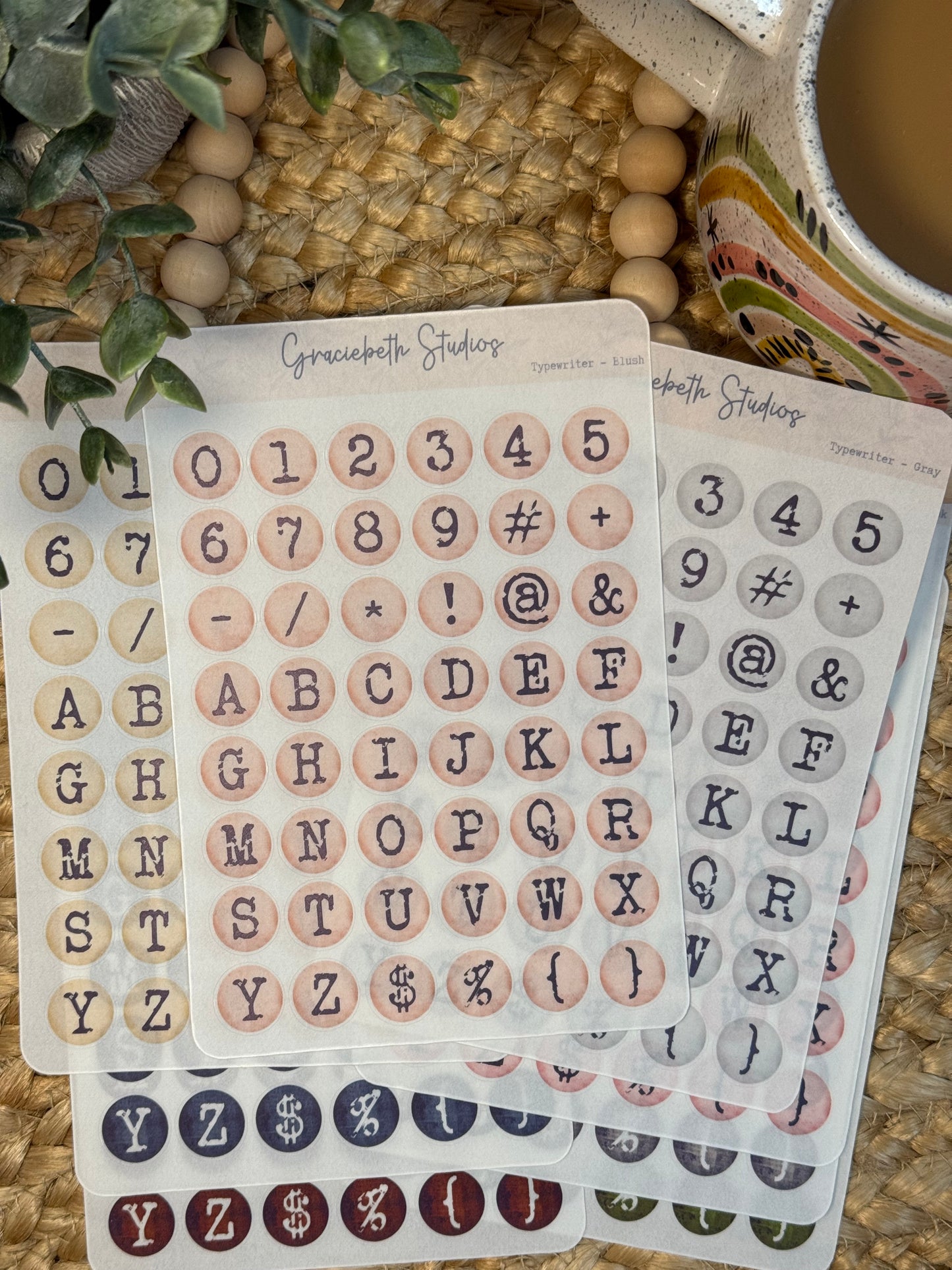 Typewriter Font - Letters & Numbers - Deco Stickers