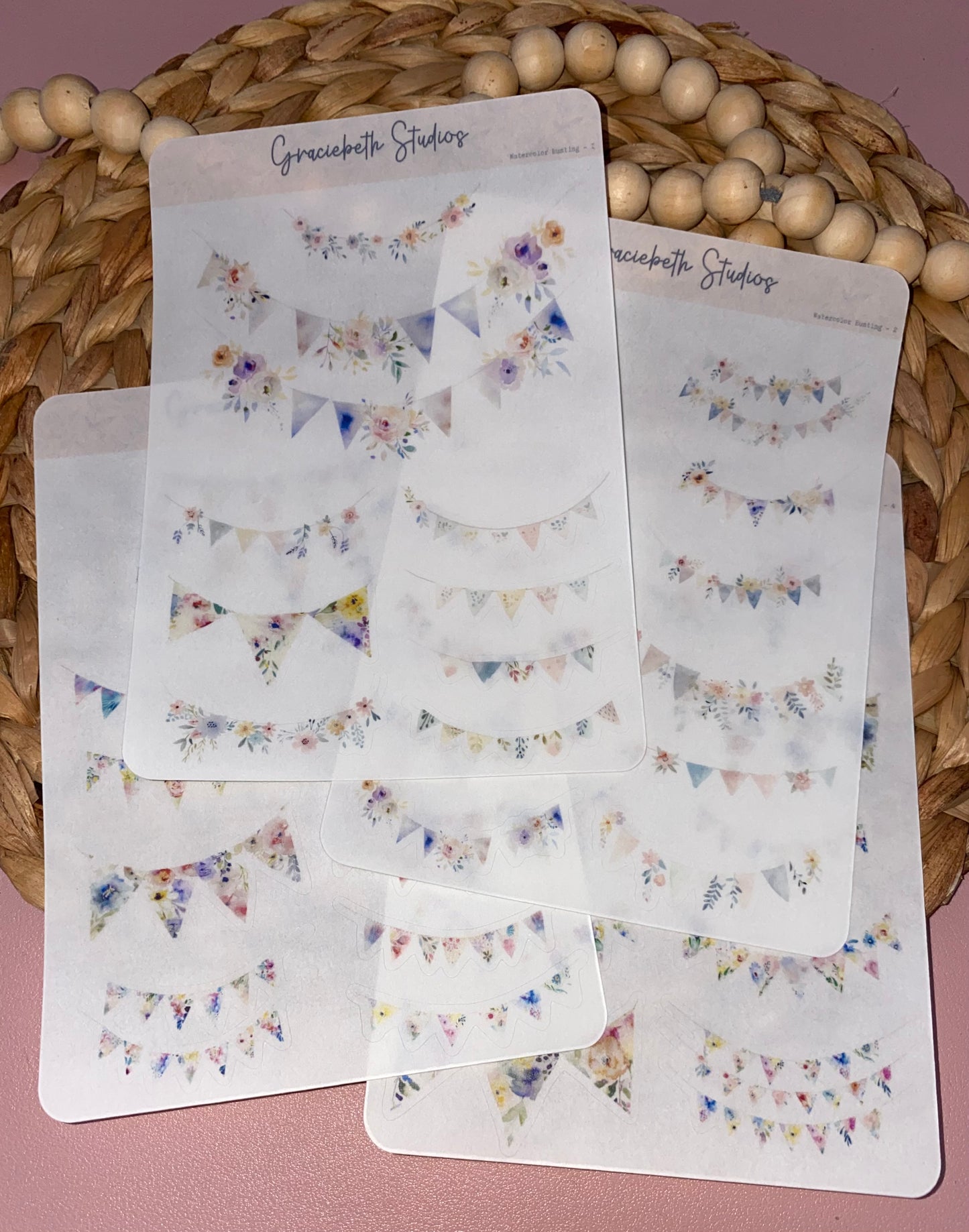 Watercolor Bunting Deco Stickers